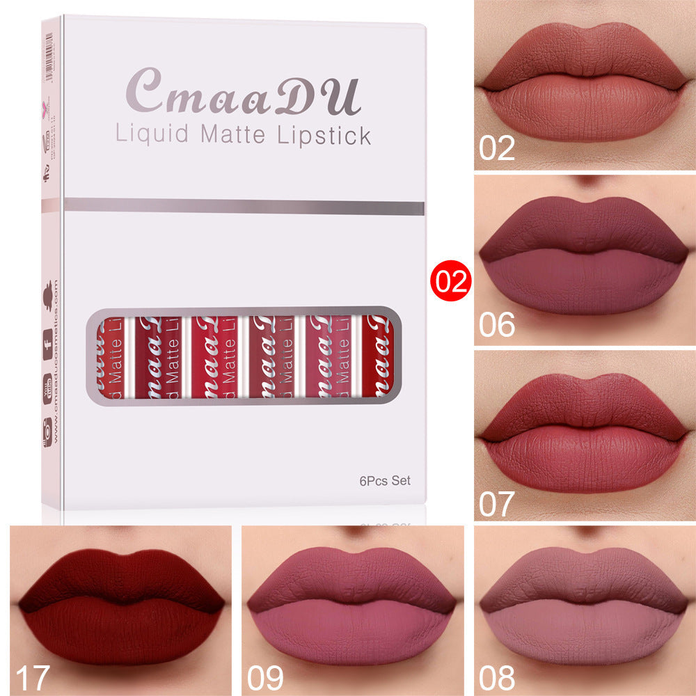 Long-Lasting Matte Lip Gloss with Vitamins β 6 pcs