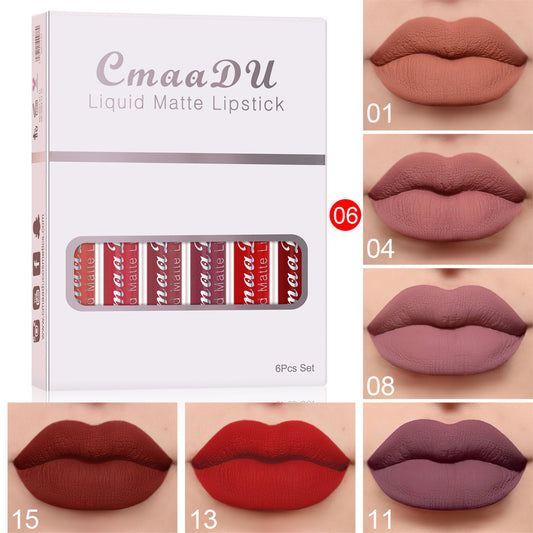 Long-Lasting Matte Lip Gloss with Vitamins – 6 pcs